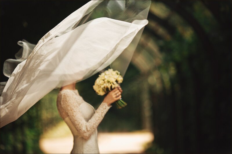 Bride with Veil — White, Dramatic, Afternoon