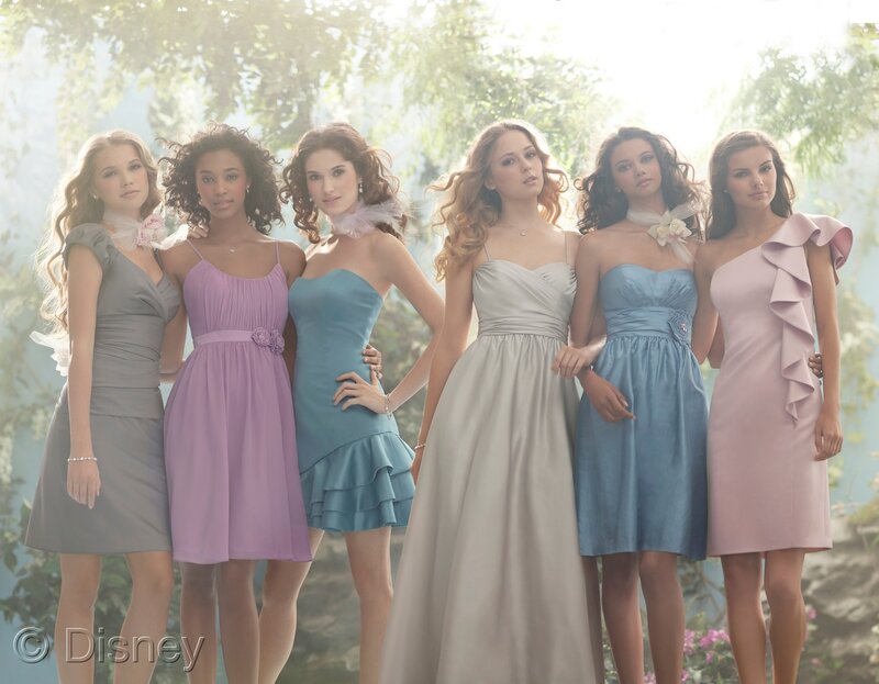 Bridesmaids in pastel dresses