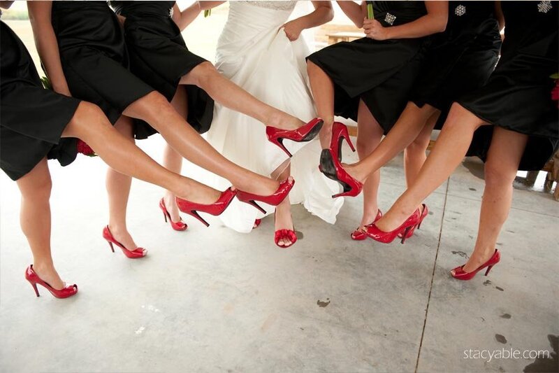 Bridesmaids in Red Shoes