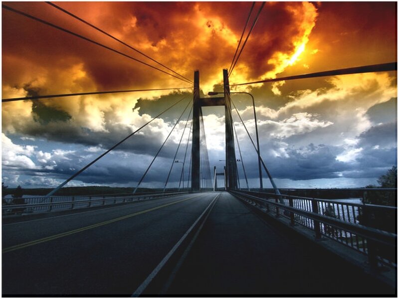 Bridge at dramatic sunset