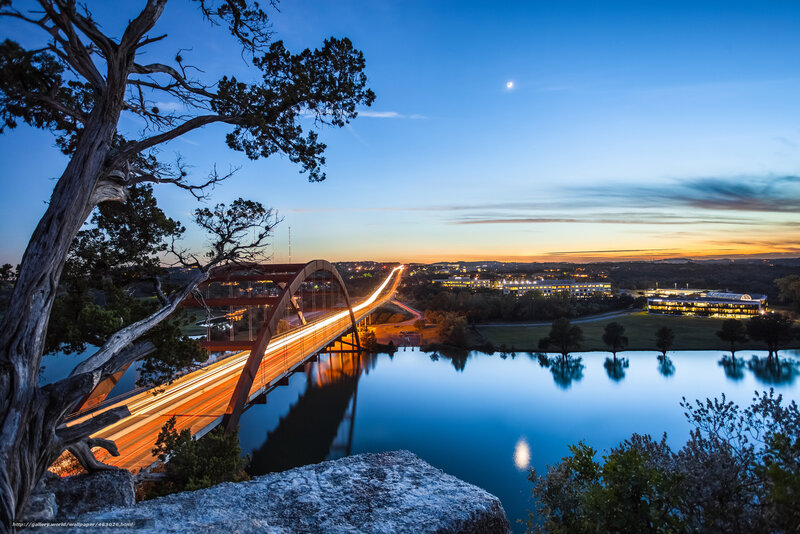 Bridge at Dusk — Blue, Serene, Sunset