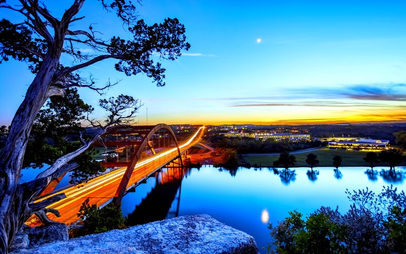 Bridge at Dusk — Blue, Serene