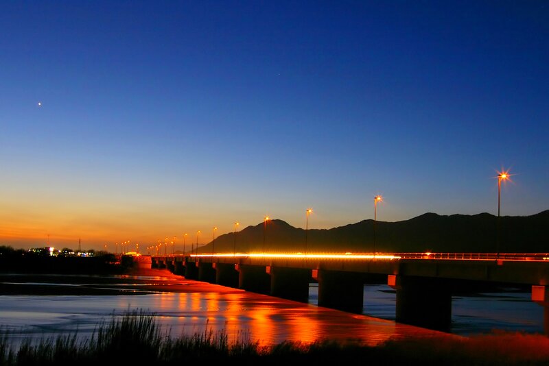 Bridge at Dusk — Blue