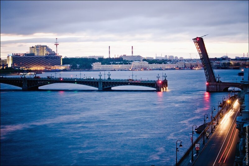Bridge at dusk in St. Petersburg