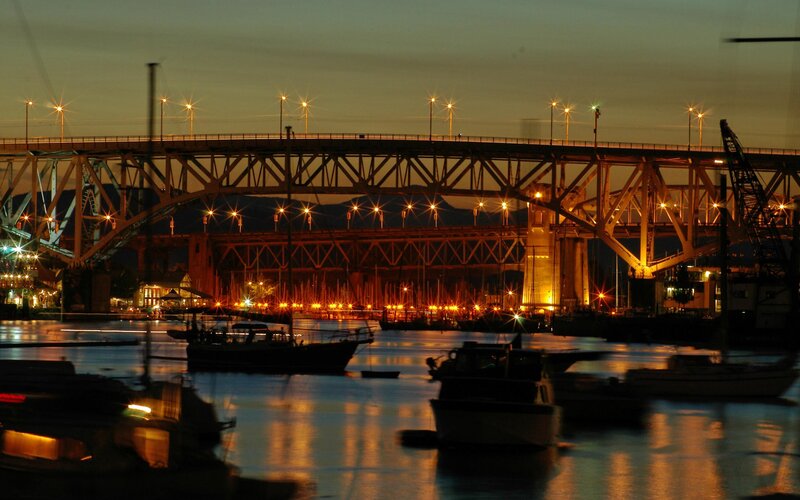 Bridge at Dusk — Orange, Calm