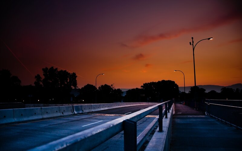 Bridge at Dusk — Orange, Dramatic