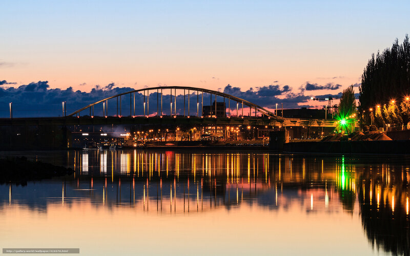 Bridge at Dusk — Orange, Serene