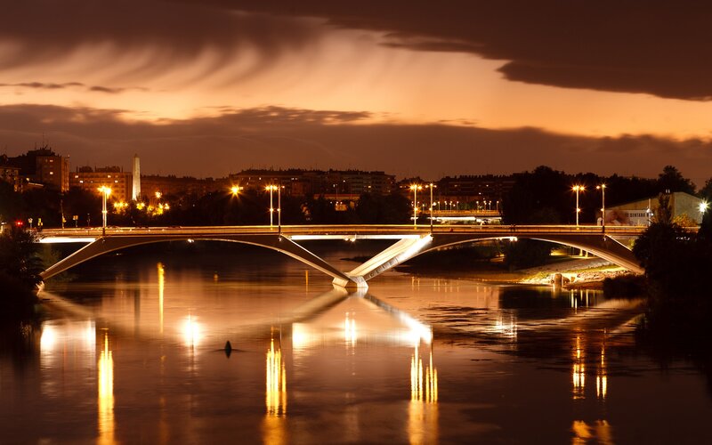 Bridge at dusk over river
