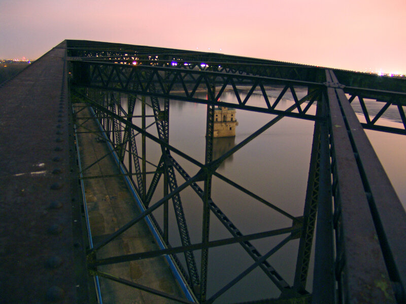 Bridge at dusk over river