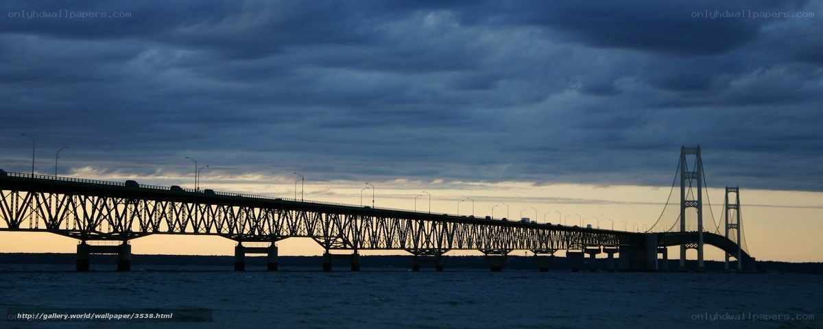 Bridge at dusk with cloudy sky