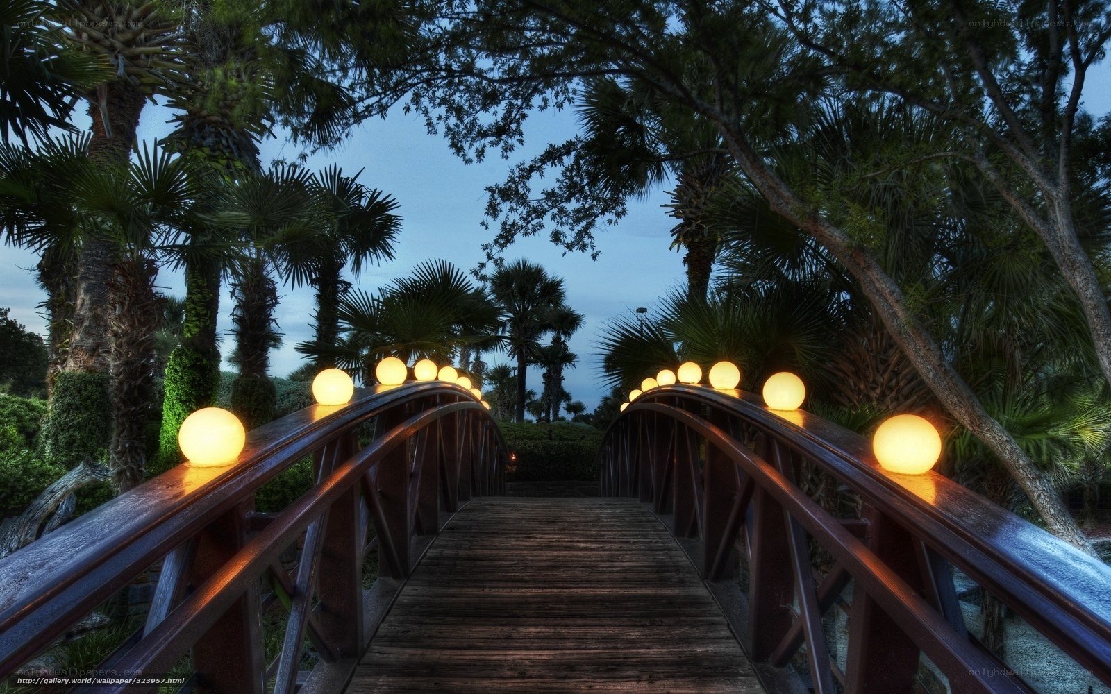 Bridge at dusk with glowing lights