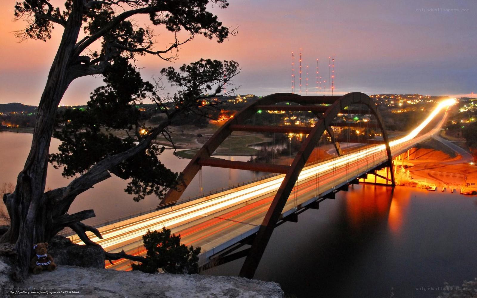 Bridge at dusk with light trails