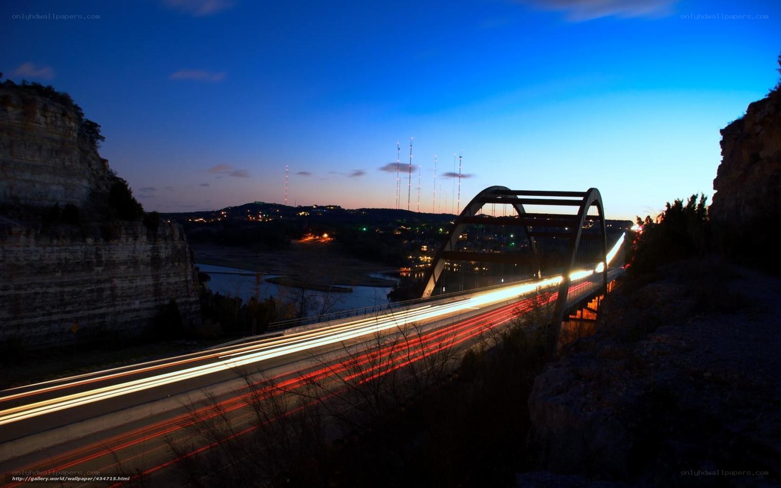 Bridge at dusk with light trails
