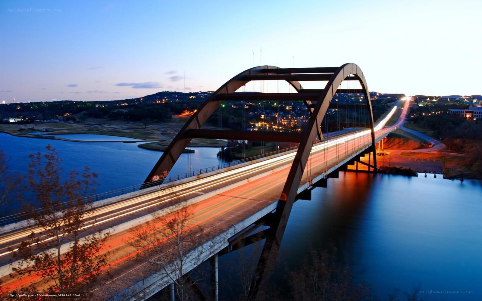 Bridge at dusk with light trails