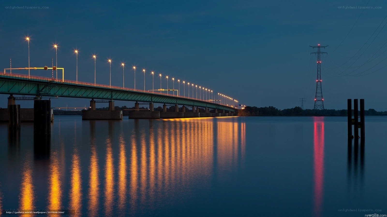 Bridge at dusk with lights
