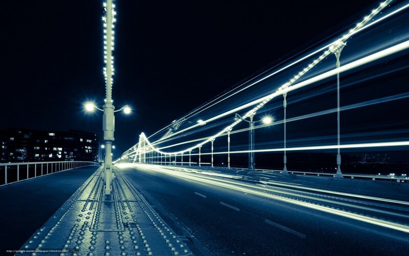 Bridge at Night — Blue, Dramatic