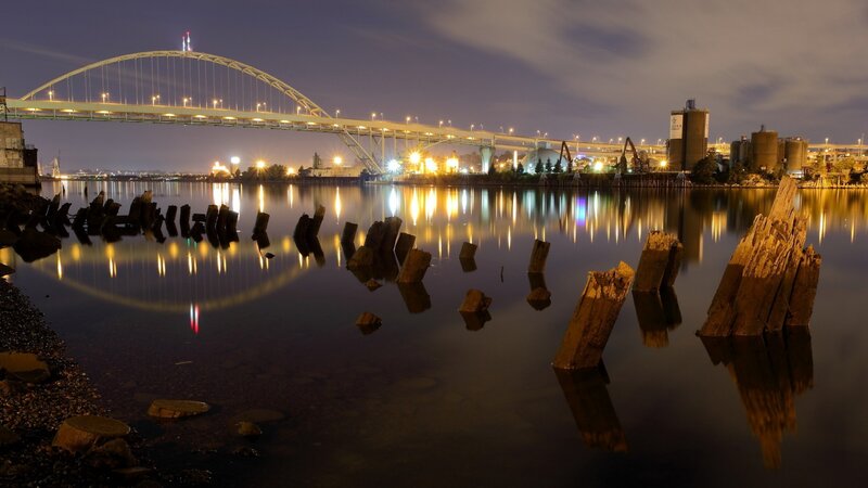 Bridge at Night — Blue, Serene