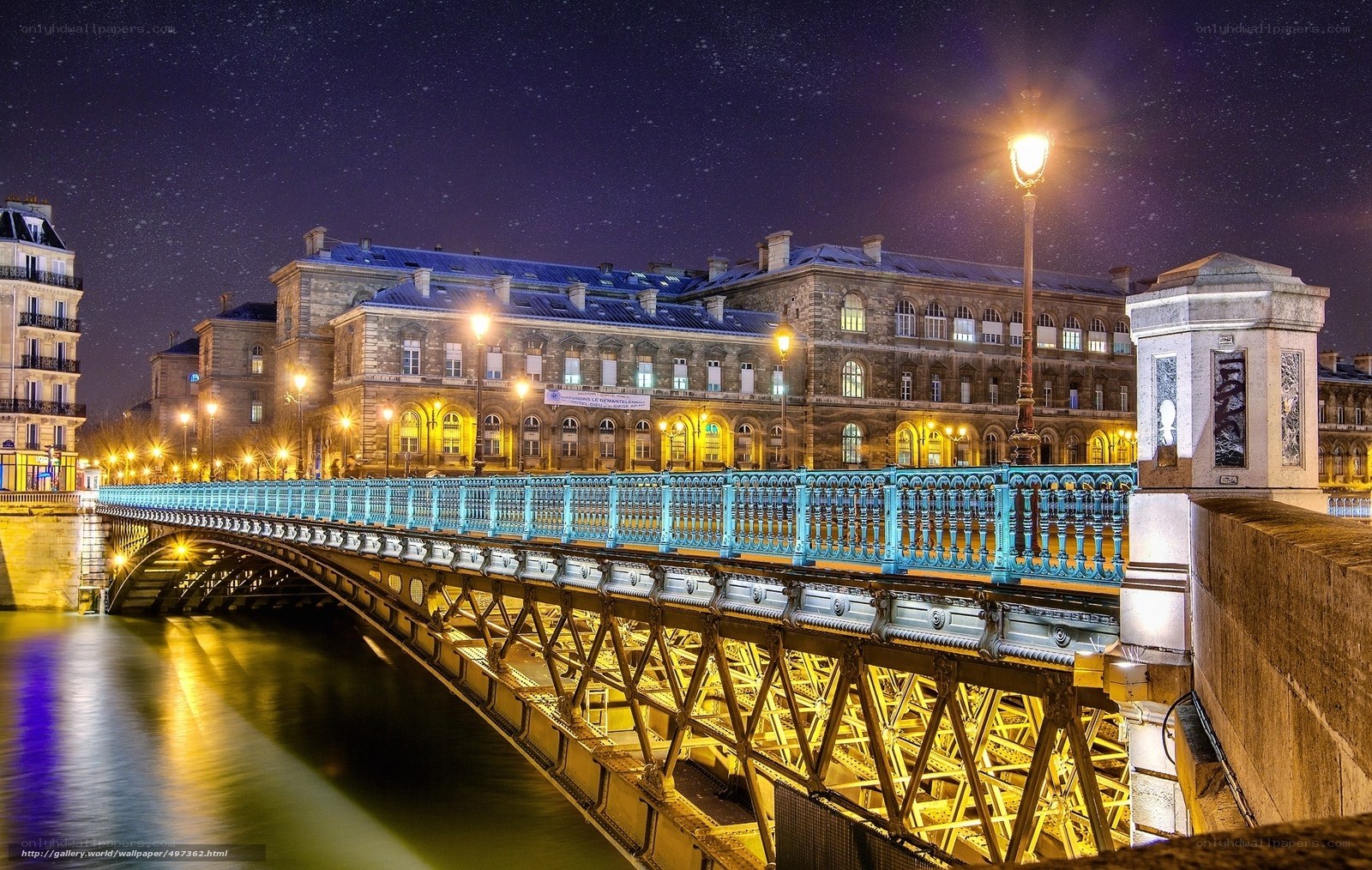 Bridge at night in Paris