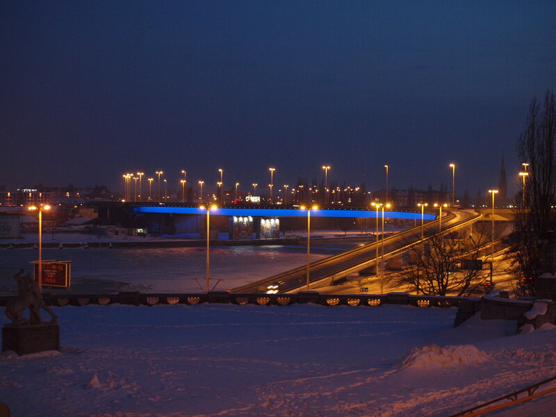 Bridge at night in winter
