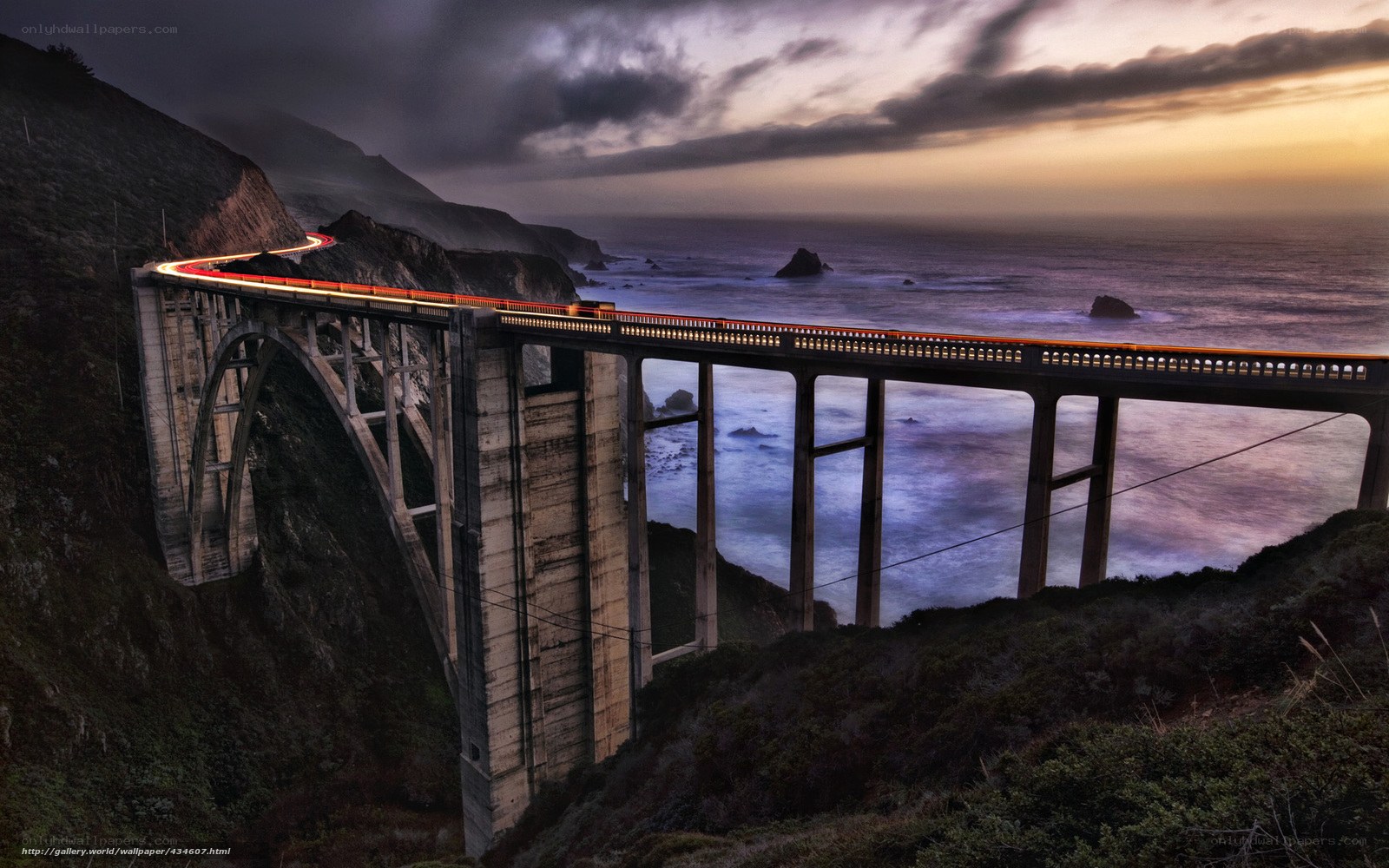 Bridge at sunset on the coast