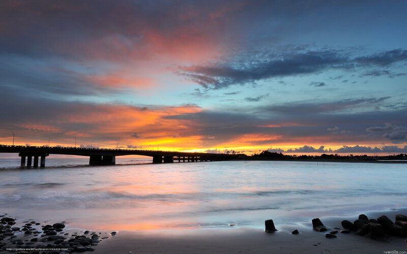 Bridge at Sunset — Orange, Dramatic, Photograph, Sky