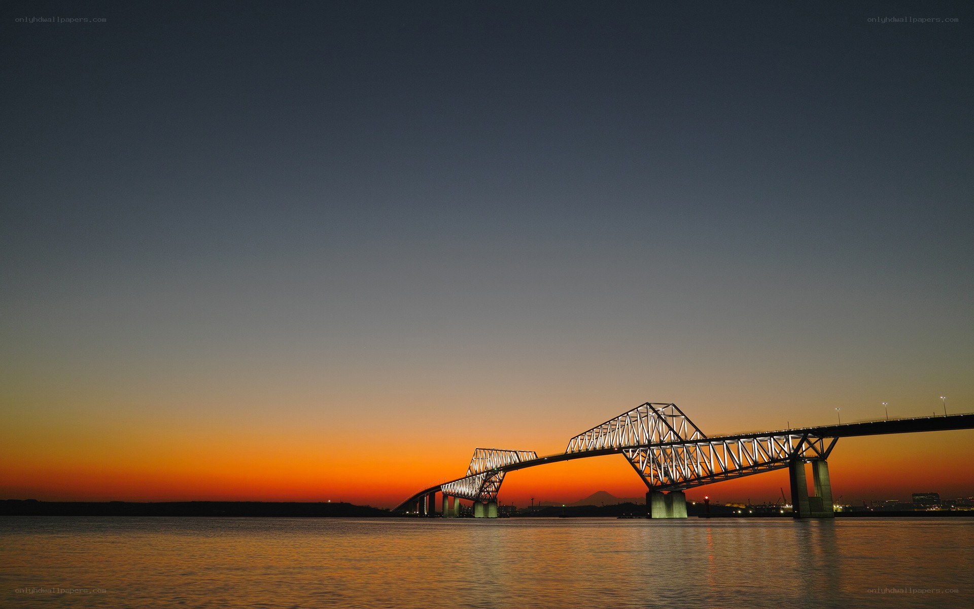 Bridge at sunset over water