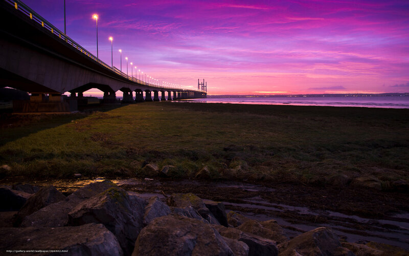 Bridge at Twilight — Purple, Dramatic, Sunset