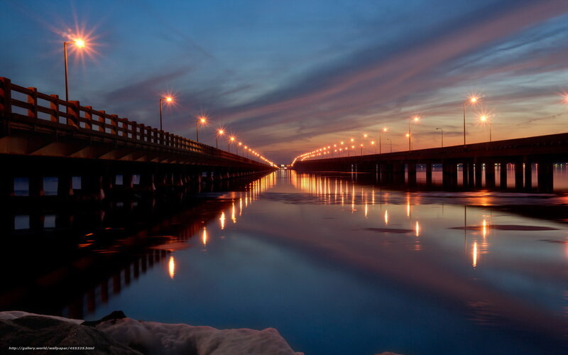 Bridge at twilight with lights