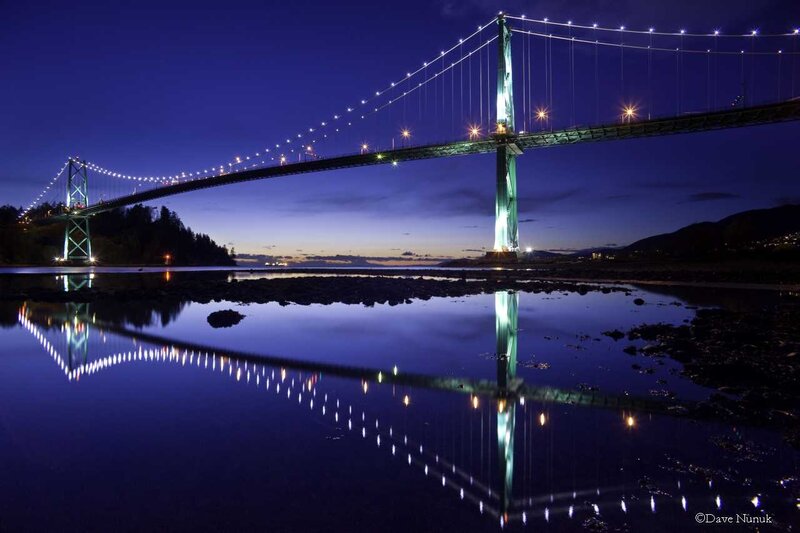 Bridge at twilight with reflection