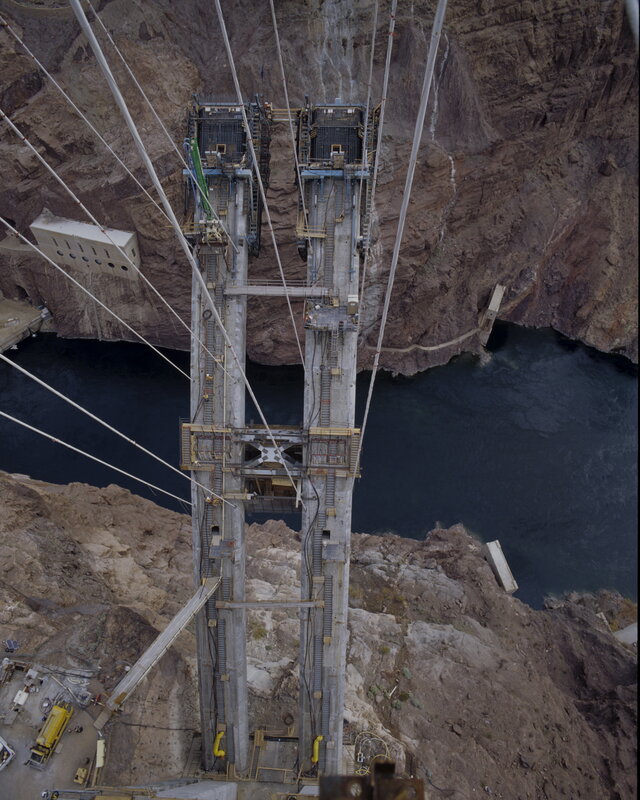 Bridge construction over canyon