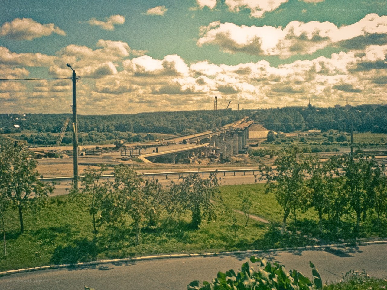 Bridge construction site view