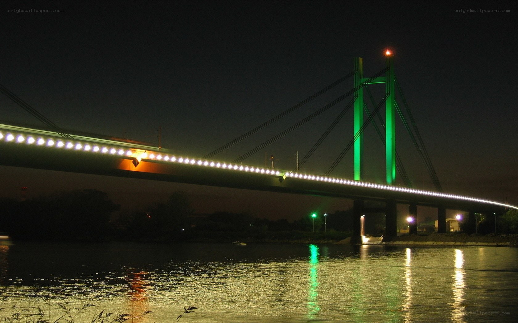 Bridge illuminated at night