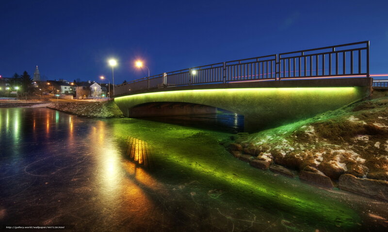 Bridge illuminated at night
