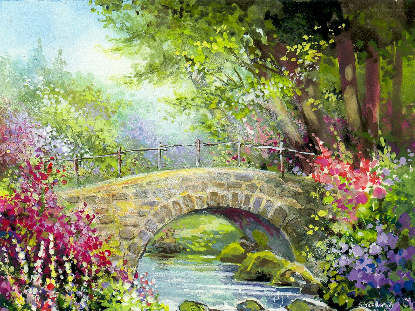 Bridge in a Flower Garden