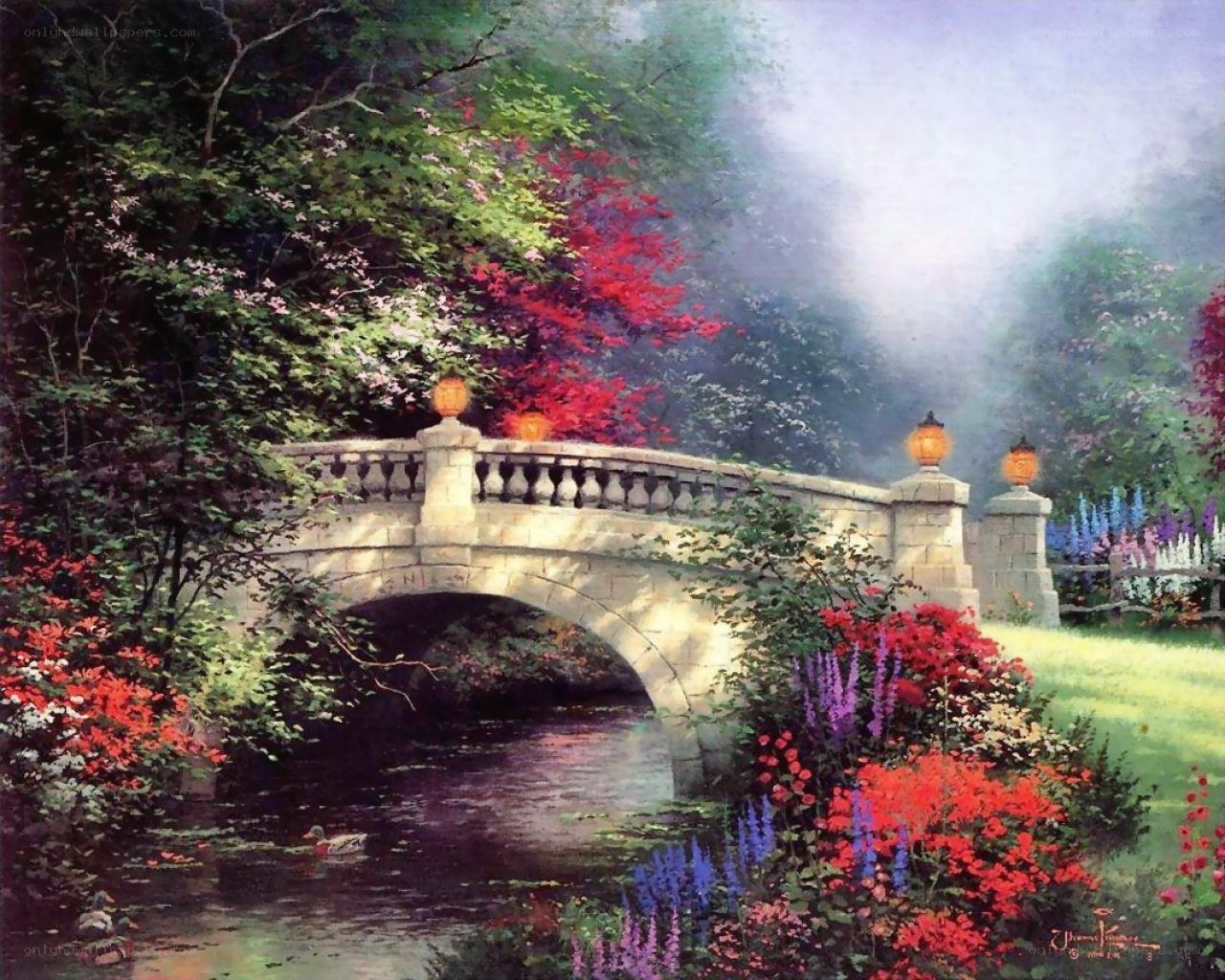 Bridge in a lush garden
