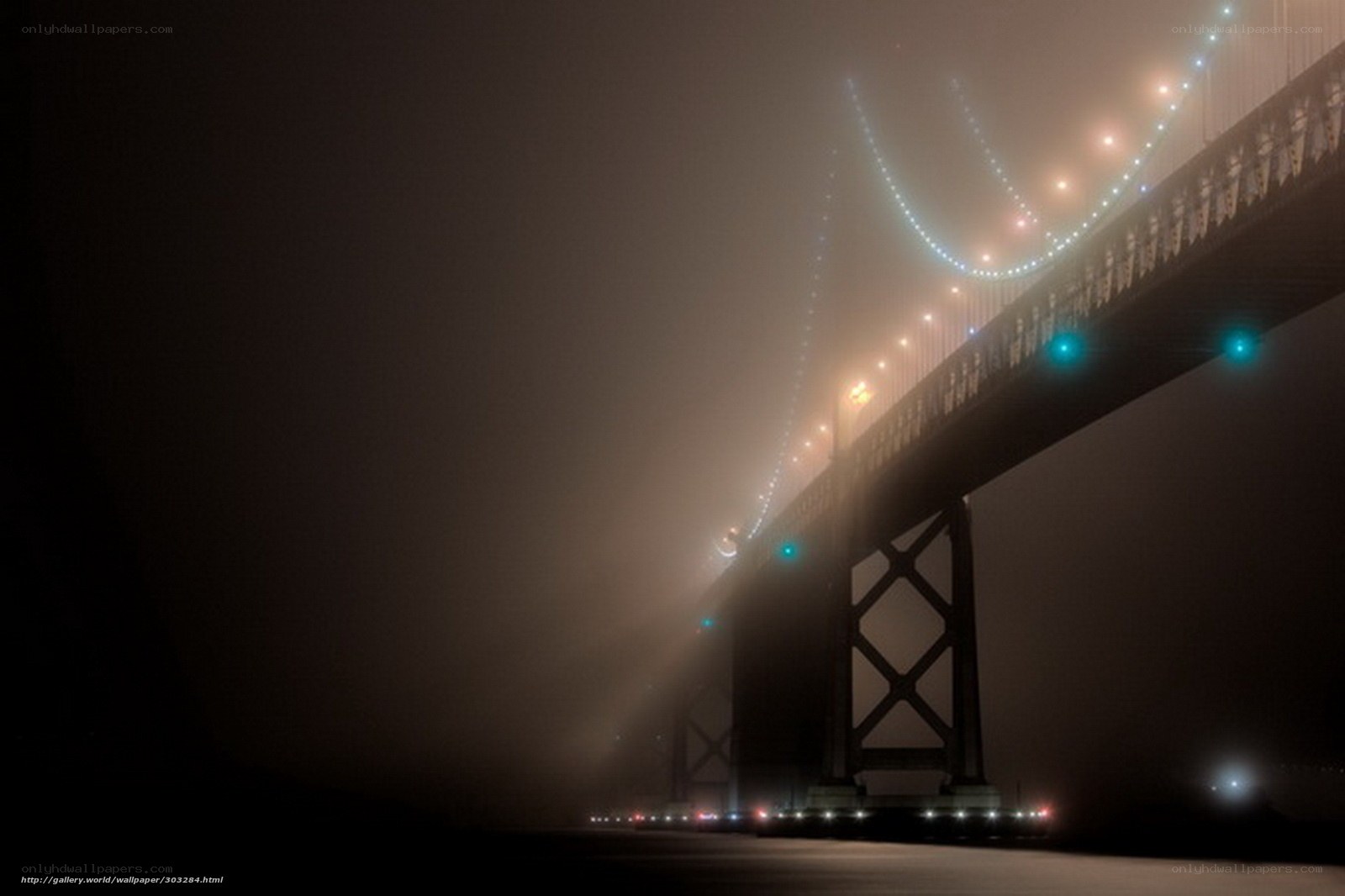 Bridge in Fog at Night