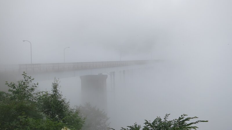 Bridge in Fog — Gray, Misty