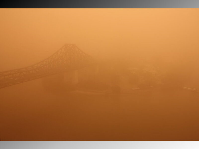 Bridge in orange haze