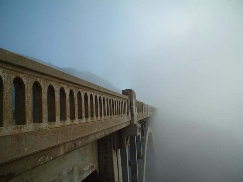 Bridge in thick fog