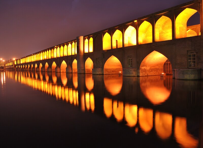 Bridge of lights at night