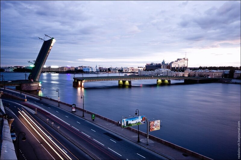 Bridge opening at dusk