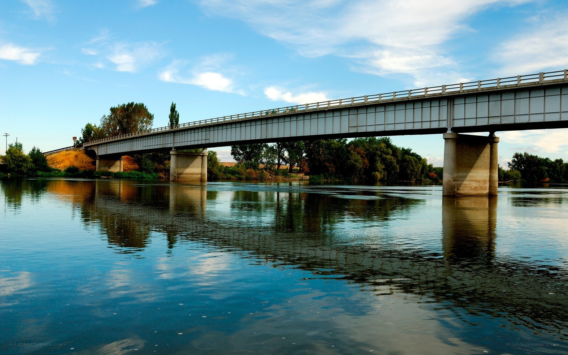 Bridge over a calm river