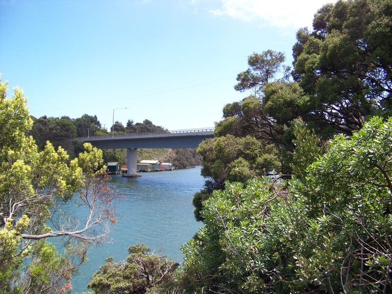 Bridge over a calm waterway