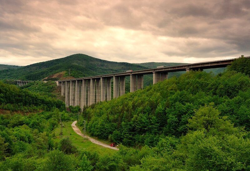 Bridge over a forested valley