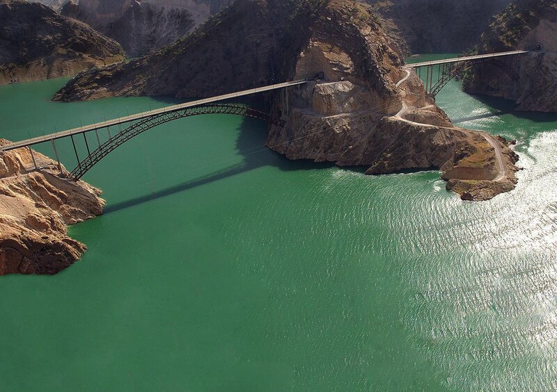 Bridge over a green river