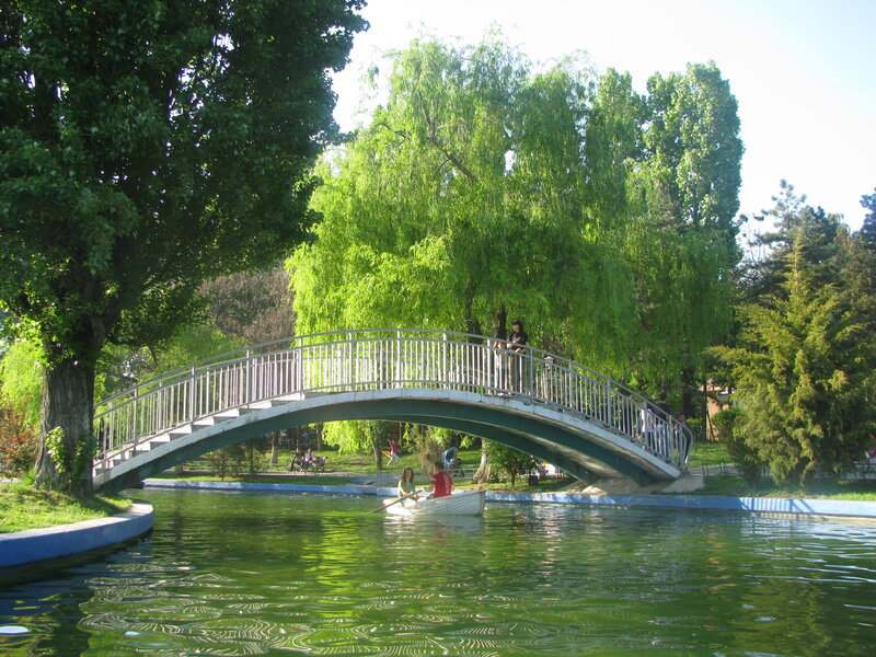 Bridge over a park pond
