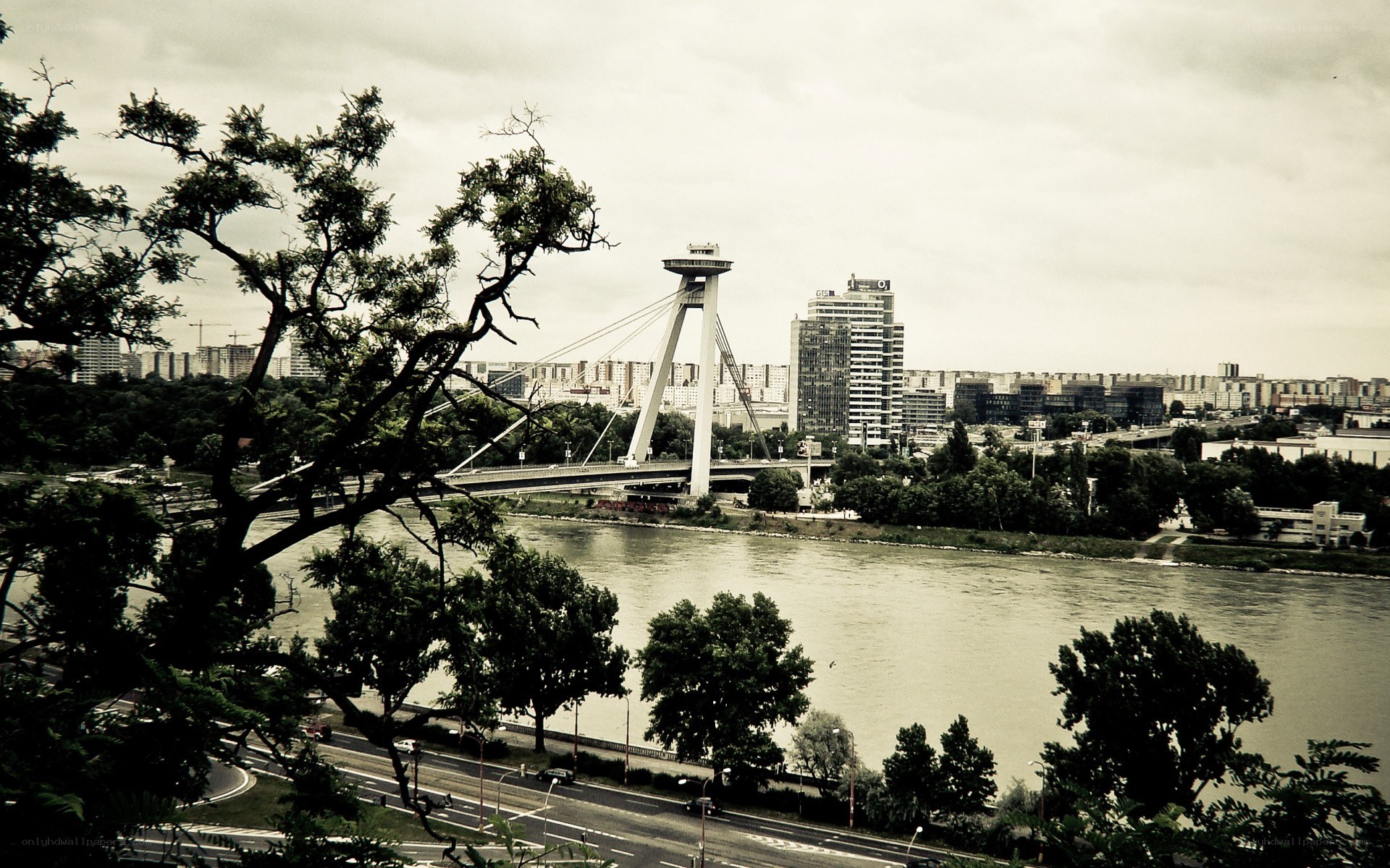 Bridge over a river in a city