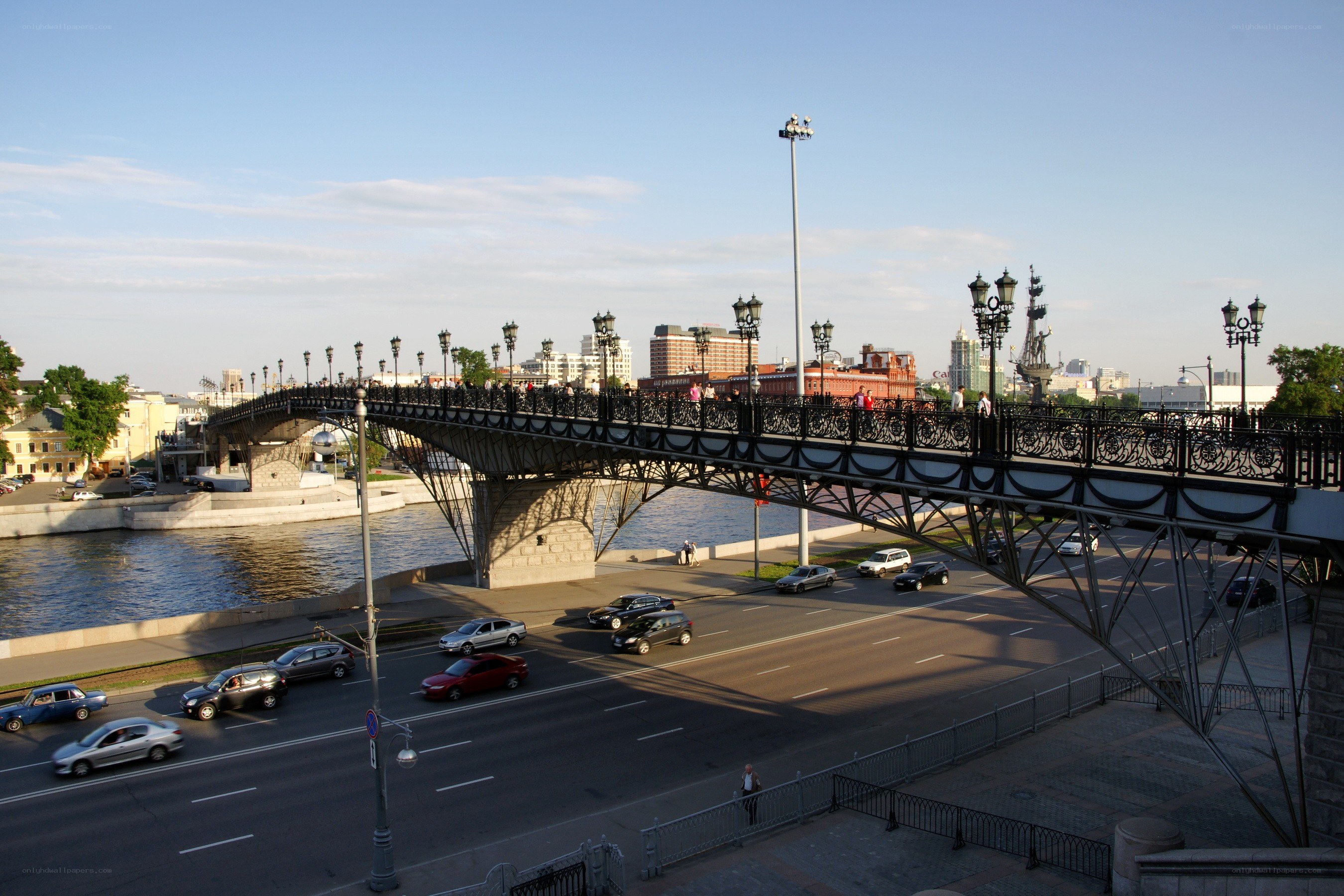 Bridge over a river in a city