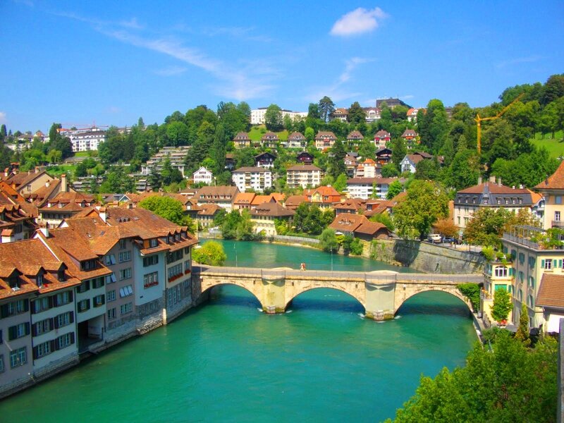 Bridge over a river in a European city