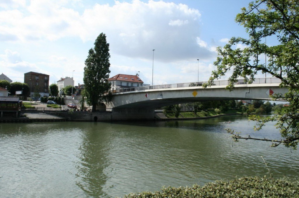 Bridge over a river in a town